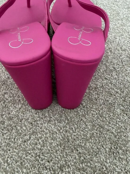 Jessica Simpson Pink Platform Thong Sandals Chunky Y2K Style Size 8 - Picture 6 of 9